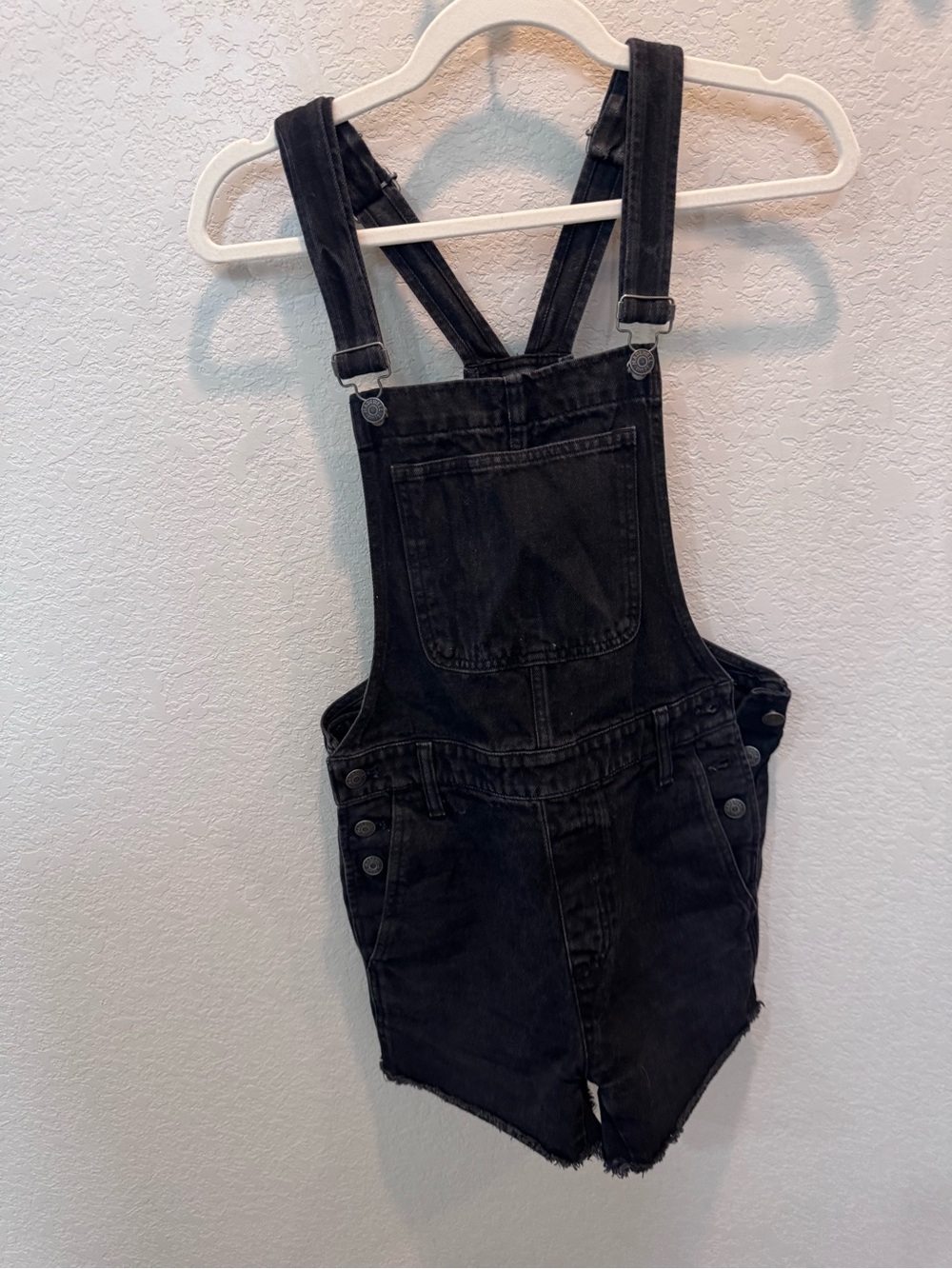 Madewell Black Denim Short Overalls